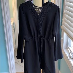 Long sleeve black lace detailing dress